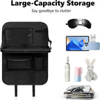 2PCS Car Backseat Organizer with 10" Tablet Holder, Waterproof Oxford Fabric Auto Back Seat Protector Kick Mat, Multi-Pocket Back Seat Organizer Storage, Travel Car Accessories (With Tray)