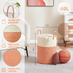 Laundry Basket,Woven Cotton Rope Laundry Hamper,40L for Decor Storage of Dirty Clothes,Toys and Blankets in Bathroom,Baby Roo