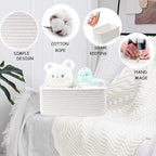 COMFY-HOMI 13" x 8.5" x 5.1" Storage Baskets for Organizing | Cotton Rope Woven Basket | Toy Storage Bin Box | Basket for She