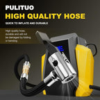 PULITUO Tire Inflator Portable Air Compressor - Car Accessories 12V DC Air Pump for Car Tires with Digital Pressure Gauge, Emergency LED Light for Wheel, Bike, Ball, Motor
