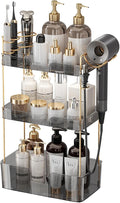 Aveniee Bathroom Counter Organizer,3 Tier Skincare Perfume Countertop Storage with Hair Dryer Rack and Toothbrush Holder, Cos