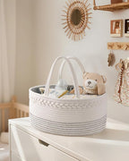 Maliton Baby Diaper Caddy Organizer, Cotton Rope Diaper Caddy Basket, Large Storage Basket for Newborn Boys and Girls, Gift f