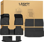 LASFIT Floor & Backseat & Cargo Mats for Mitsubishi Outlander 2022-2025, TPE All Weather Protection Custom Fit 3 Rows Floor Liners and Trunk Mats Rubber for Outlander Accessories, Black