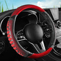 5D Honeycomb Black Red Car Steering Wheel Cover,14.5-15 Inch Universal Carbon Fibre Leather Covers Breathable Anti-Slip Odorl