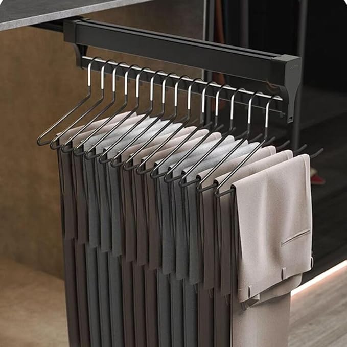 Pull Out Clothes Rail - Extendable Pull Out Closet Rod - Adjustable Clothing Organizer Holder - Closet Organizer Rack For Pan