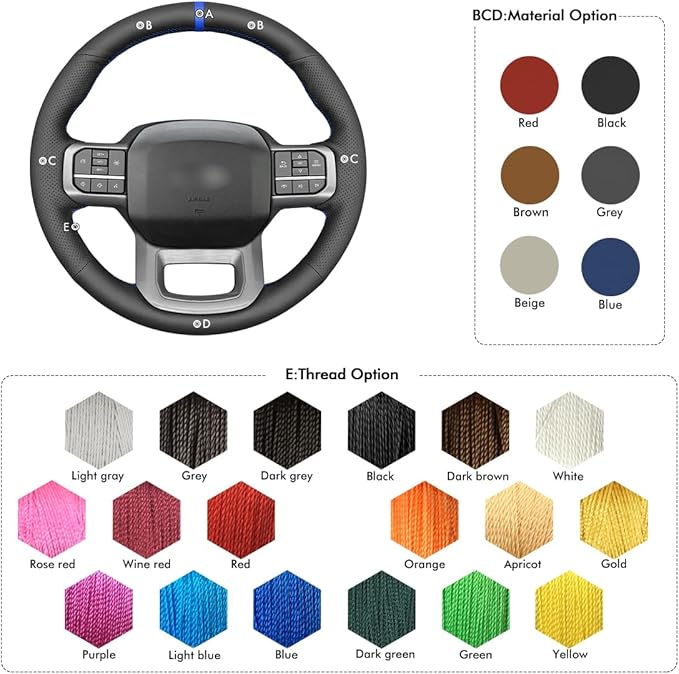 MEWANT Steering Wheel Covers for Ford F-150 2021-2023 / F-150 Lightning 2022-2023 Hand-Stitched F150 Steering Wheel Wrap