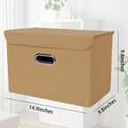 STOREONE Fabric Storage Cube Bins Foldable Organizer Container Collapsible Basket with Lids and Metal Handles, for Home, Bedr