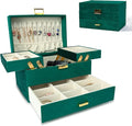 Dajasan Jewelry Organizer Box, Large Velvet Jewelry Boxes for Women Girls, Space-Saving 3 Layers Jewelry Storage Case with Dr