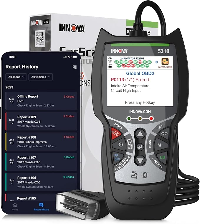 INNOVA 5310 OBD2 Scanner - ABS & SRS Code Reader, Check Engine Light Diagnostic Tool with Battery Test, Oil Reset, Live Data -