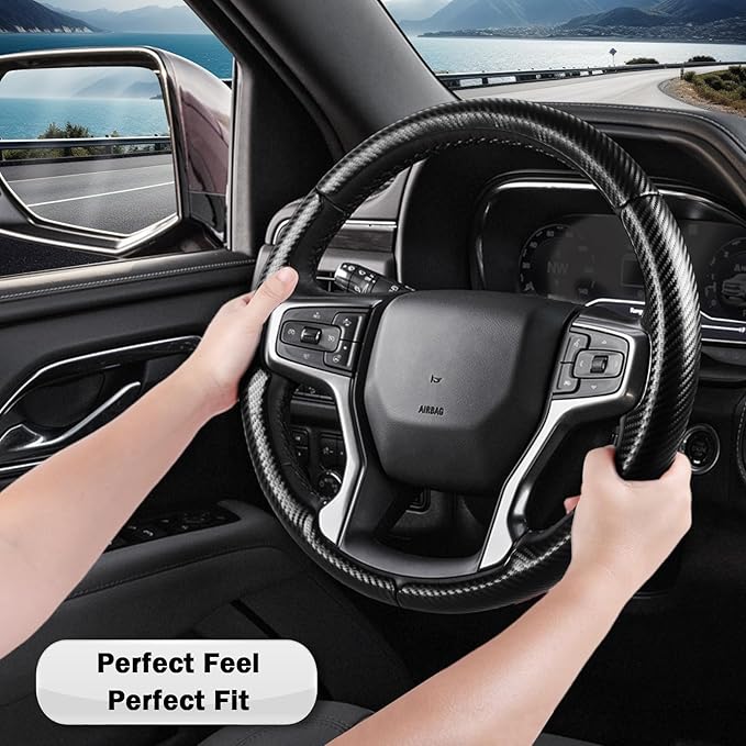 Steering Wheel Cover for Chevy Silverado 1500 2019-Present/ 2500 3500 2020-Present/Blazer 2019-Present (Gasoline Models)/ Suburban Tahoe 2021-2024, Car Steering Wheel Cover Accessories for Chevrolet