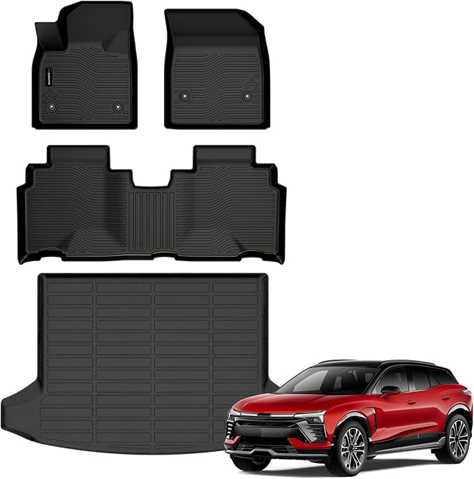Auxko All Weather Floor Mats Cargo Mat Fit for 2024 2025 2026 Chevrolet Blazer EV TPE Liners Accessories All Season Guard Odorless Anti-Slip Black