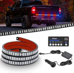 Nilight 60 Inch Emergency Strobe Light Strips with Controller, 384LED Flashing Warning Hazard Safety Rear Window Tailgate Lights for Truck Trailer Construction Plow Pickup Tow SUV Vehicles, Red Blue