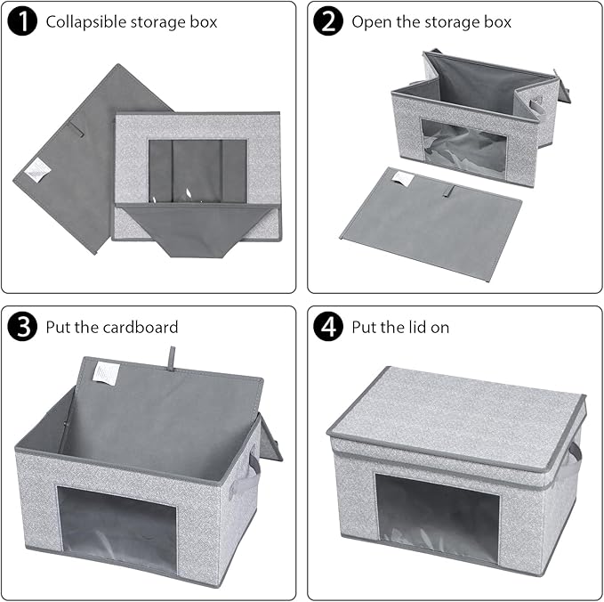 Univivi Fabric Foldable Storage Bins with Lids Collapsible Storage Boxes Bins Organization Baskets for Home, Closet, Playroom