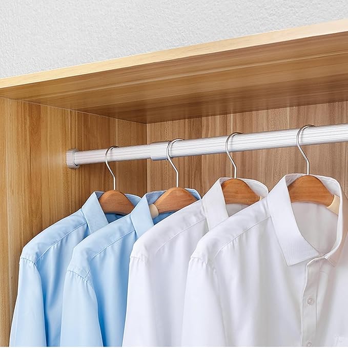 Closet Wardrobe Extender Rail Clothes Hanging Pole 16-25 Inches/ 23-39 "/ 33-59 in, Wall Mounted Tension Bar Support with Cap