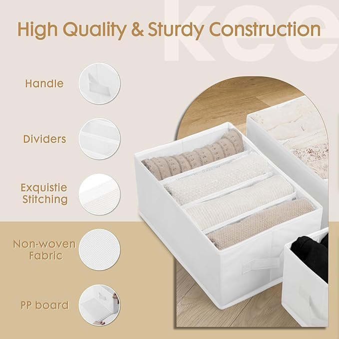 Criusia 6 Pack Large Clothes Organizer, Wardrobe Closet Organizer and Storage with Handles, Foldable Fabric Closet Organizers