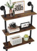 Merapi 24" Industrial Floating Shelves, Pipe Shelves for Wall, 3 Tier Rustic Wood Wall Shelves for Home Décor, Bedroom, Livin