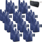 BeeGreen Navy Reusable Grocery Bags Bulk Gifts 20 Pack - Large Tote with Zipper Pouch | Foldable & Washable Polyester Shopping Bags Heavy Duty Animal Lover Gifts Reusable Bag With Handles