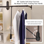 Pull Down Clothes Rail, Extendable Adjustable Aluminum Alloy Clothes Rail,for Wardrobe Cloakroom,20kg Load Capacity(Color 1,W