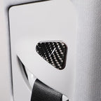 Seat Belt Adjuster Base Panel Cover Compatible with Tesla Model 3 Highlander 2023+, Car Safety Belt Buckle Panel Decor Frame, Seat Belt Warp Cover, Carbon Fiber (Black)
