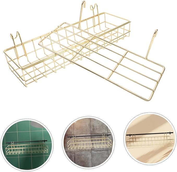 DECHOUS 2Pcs Gold Wire Basket Wall Mounted Shelves Stylish Grid Wall Organizers for Flower Pots Decor Easy Installation Stora