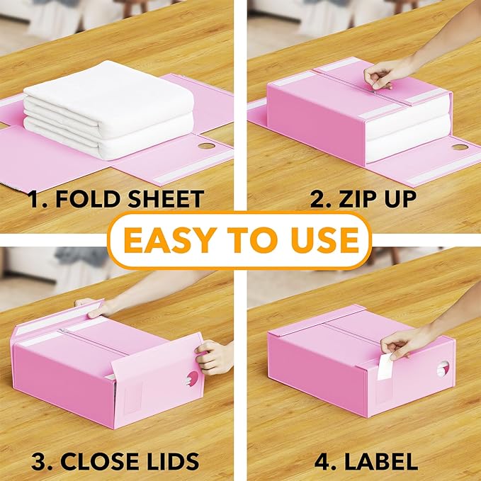 SpaceAid 9 Pack Bed Sheet Organizers and Storage, Foldable Sheet Organizer with Window for Linen Closet, Set Folder Keeper fo