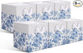 LemonRoad 6 Pcs Blue Floral Cube Storage Bins 11.22 Inch Square Storage Basket with Handle, Preppy Girls Organizer Basket, Co