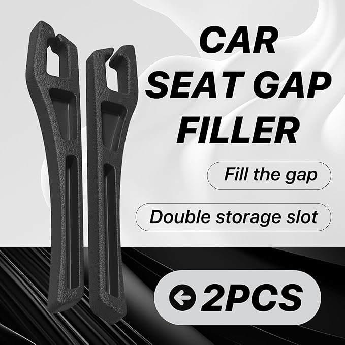 Car Seat Gap Filler Organizer, 2PCS Multifunctional Vehicle Fill Gap Blocker with Storage Slot Between Seat Console, Anti-Drop Auto Interior Organization, Universal for SUV Truck Sedan(Black)