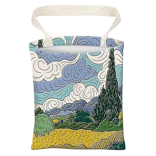 Car Trash Can, Cute Car Trash Bag, Hanging Car Organizer and Storage Bag, Trash Bin for Car Accessories, Vehicle, Travelling, Camping Wheat Field Scenery Pattern