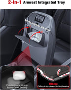 for 2024~2026 Ford Ranger 2-in-1 Silicone Center Console Armrest Cover& Armrest Hidden Privacy Tray - [OEM Design& Friendly Liquid Silicone Rubber] - Thin Black