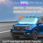 Sun Shade Sunshade for Honda Passport 2019-2024 2025 Windshield Cover, 4-Layers Sun Shield 250T Silver Sun Visor Foldable Front Window Shade for Passport Sport,SUV,EX-L,Touring,Eliten Car Accessories
