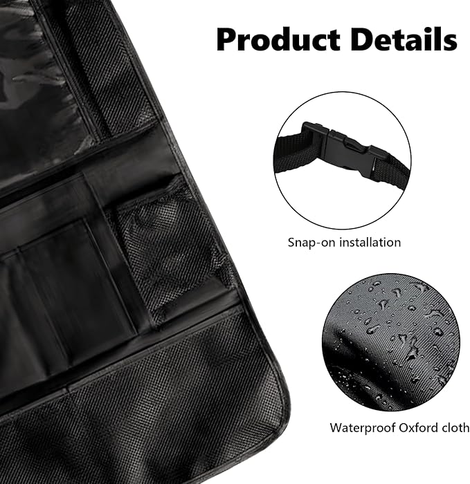 2PCS Car Backseat Organizer with 10" Tablet Holder, Waterproof Oxford Fabric Auto Back Seat Protector Kick Mat, Multi-Pocket Back Seat Organizer Storage, Travel Car Accessories (Small Pocket)