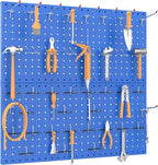 TORACK Metal Pegboard Wall Organizer 24" x 24" or 12" x 48", 70 PCS Tools Storage Pegboard for Garage Tool Organizer Pegboard