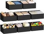 DIMJ Large Closet Shelf Organizer Bins 8 Packs with Handles and Divider, Fabric Trapezoid Storage Baskets, Foldable Clothes C