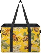 Reusable Grocery Bags Heavy Duty Shopping Bags Foldable Large Tote Bags with Long Handles & Hard Bottom