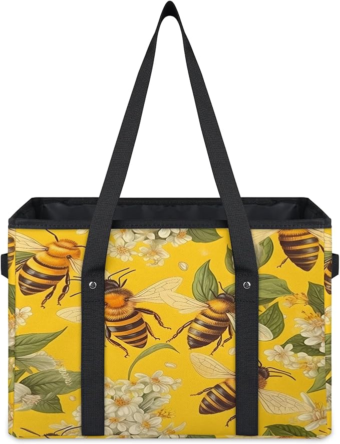Reusable Grocery Bags Heavy Duty Shopping Bags Foldable Large Tote Bags with Long Handles & Hard Bottom