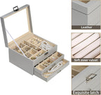 BOOVO Clear Lid Jewelry Box,3 Layers Jewelry Organizer Large Multi-Functional Jewelry Storage Box with 2 Drawers,Jewelry Disp