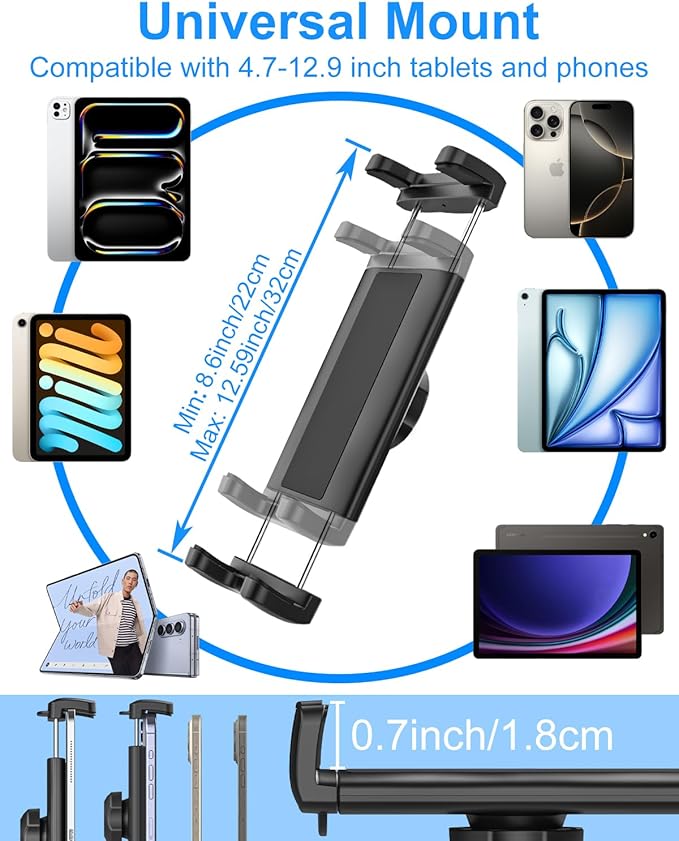 CD Slot Car Tablet Mount for 4-13in iPad & Phone, Universal CD Player Tablet Holder with 360 Rotation for iPad Pro 12.9 11 10.5 9.7, iPad Air Mini 5 4 3 2 1, Samsung Galaxy Tabs, iPhone etc