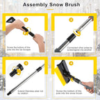 53" Extendable Retractable Snow Brush & Ice Scraper for Car SUV Truck - 360° Pivoting Brush Head with Comfort Foam Grip, Windshield Cleaner Tool