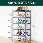 Smiry Shoe Rack, 5 Tier Small Bamboo Shoe Organizer, Stackable Free Standing Wooden Shoe Storage Shelf for Closet, Entryway, 