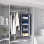 Hanging Closet Organizer, Easy Mount Foldable 4-Shelf Hanging Closet Wardrobe Storage Shelves, Clothes Handbag Shoes Accessor
