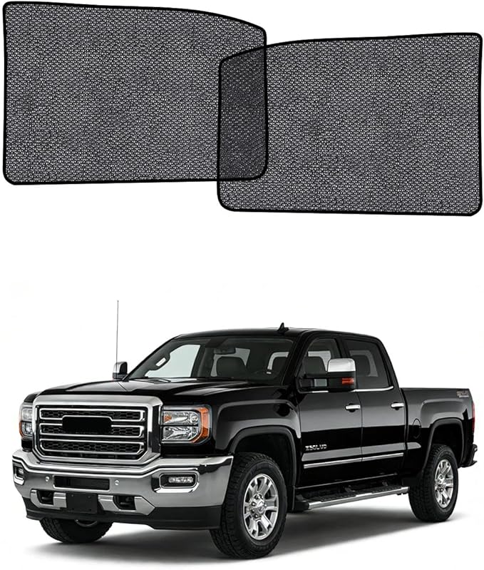 Car Window Shades for GMC Sierra 1500 2500 3500 2019-2026, 2-Pack Rear Window Sun Shades for Baby – Breathable Mesh, UV & Heat Blocker, Privacy Protection for Camping, Travel, Sleep & Nursing