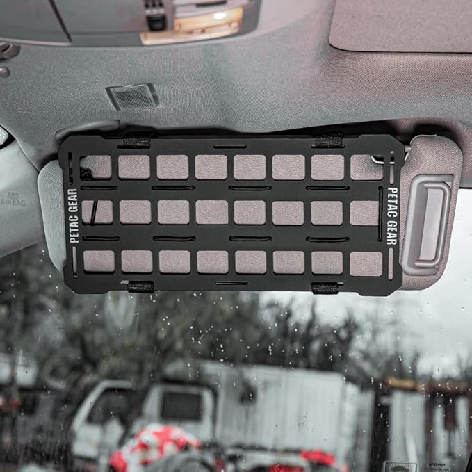 PETAC GEAR Car Sun Visor EDC Orgnaizer|Auto Rigid Molle Panels For Vehicles Car Seat Back Organizer Tactical Gears Rack Truck Mount Panels (Black)