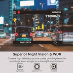 REXING V1 - 4K Ultra HD Car Dash Cam 2.4" LCD Screen, Wi-Fi, 170° Wide Angle Dashboard Camera Recorder with G-Sensor, WDR, Lo