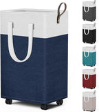 HomeHacks 75L Rolling Laundry Basket with Wheels, Collapsible & Waterproof Laundry Hamper, Mobile Clothes Hamper, Storage Lau