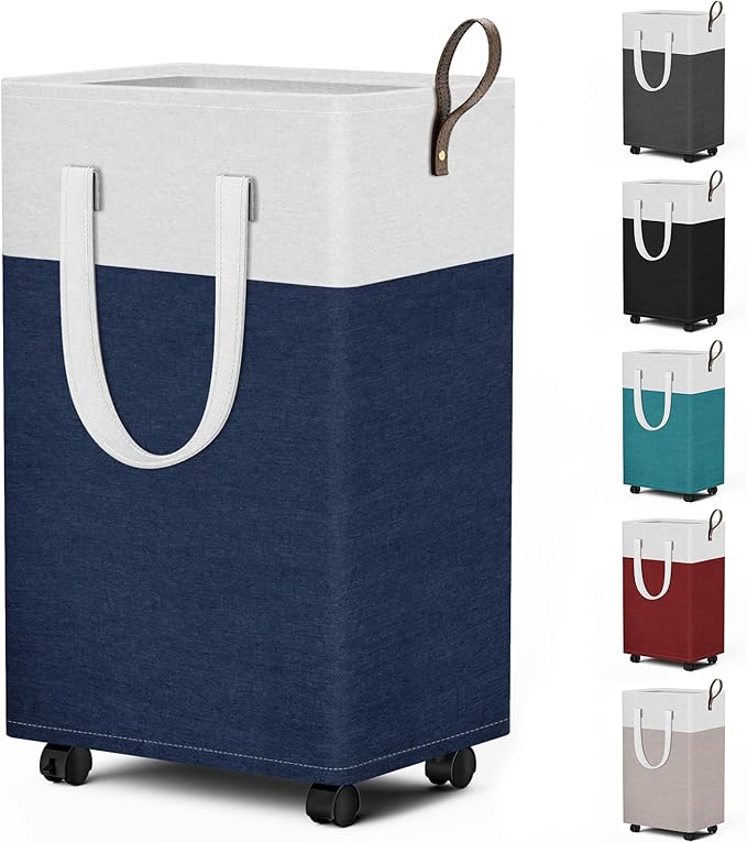 HomeHacks 75L Rolling Laundry Basket with Wheels, Collapsible & Waterproof Laundry Hamper, Mobile Clothes Hamper, Storage Lau