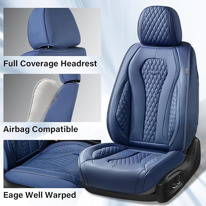 Coverado Seat Covers, Car Seat Covers Full Set, Blue Car Seat Cover, Car Seat Covers Front Seats Back Seat Cover, Waterproof 