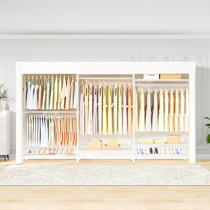 Ulif E13C Max Heavy Duty Closet Organizer System，Freestanding Clothing Racks for Hanging Clothes，Adjustable Garment Rack 86" 