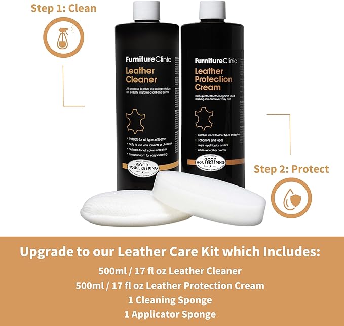 Furniture Clinic Leather Cleaner | Non-Toxic | Removes Dirt & Grime | All-Purpose Cleaning Solution for Couches, Car Seats, P