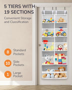 ULG Over the Door Organizer, 5-Tier Extra Large Hanging Storage with 10 Mesh Pockets, 100 lbs Capacity, Heavy Duty Door Organ