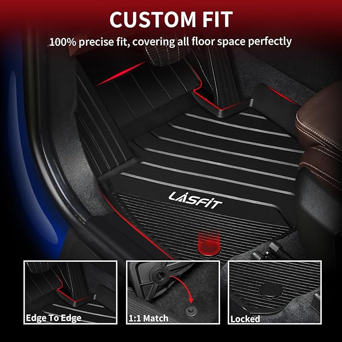 LASFIT Floor Mats Fit for BMW X2 2018-2023/ BMW X1 2016-2022 M35i, sDrive28i, xDrive28i, Custom Fit TPE All Weather Waterproof Floor Liners Front & Rear Rows Car Liners, Black